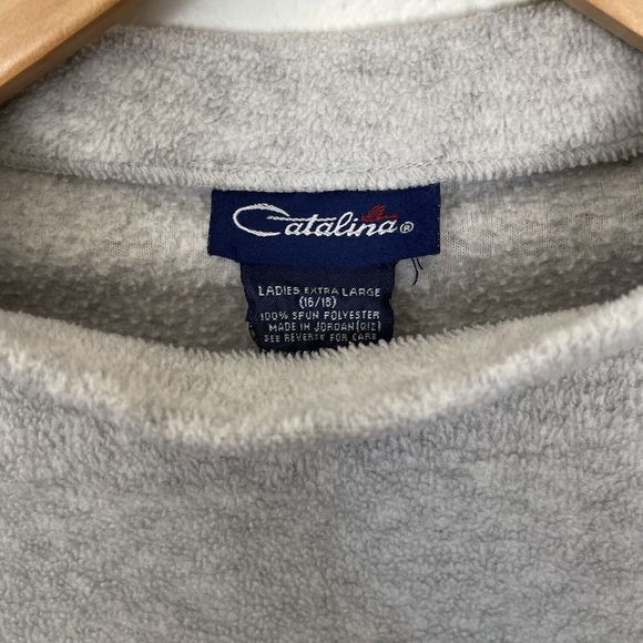 Vintage CATALINA Long Sleeve Gray Striped Sweater Women's Size XL - Picture 6 of 6